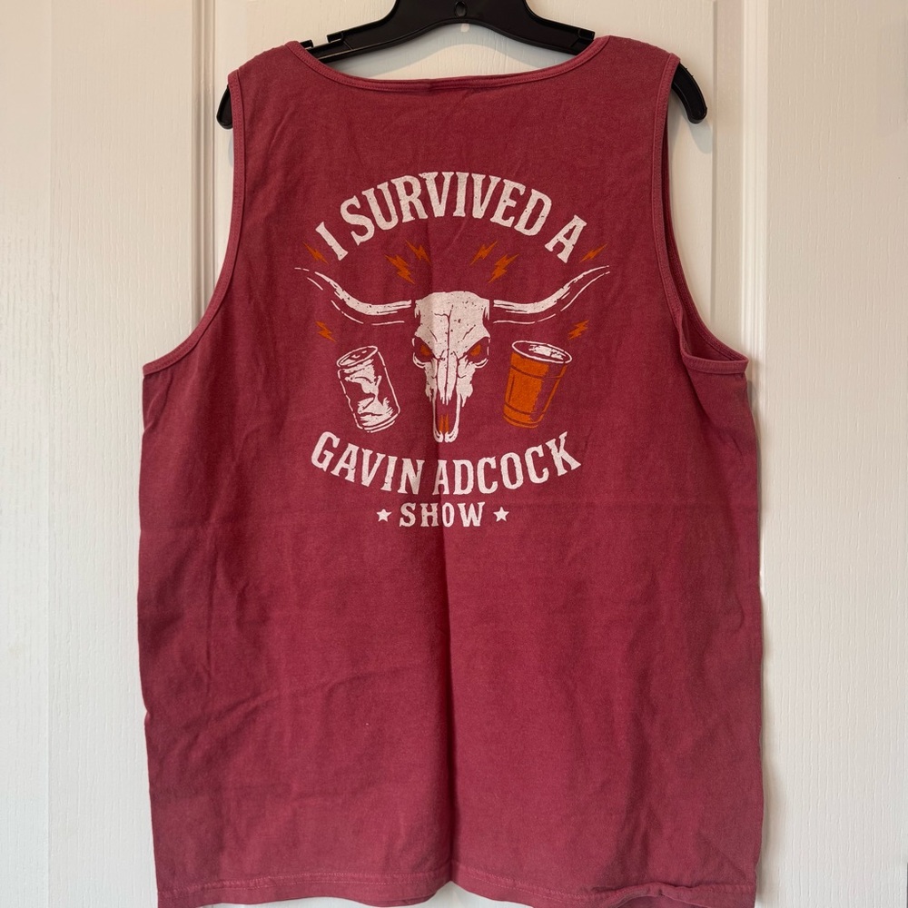L “I Survived A Gavin Adcock Show” graphic Tank
